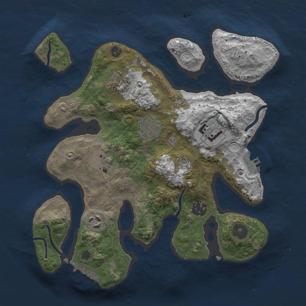 Rust Map: Procedural Map, Size: 3000, Seed: 714019, 17 Monuments