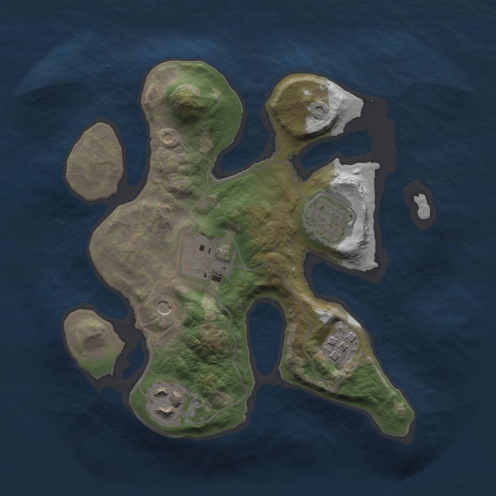 Rust Map: Barren, Size: 2200, Seed: 91837141, 7 Monuments