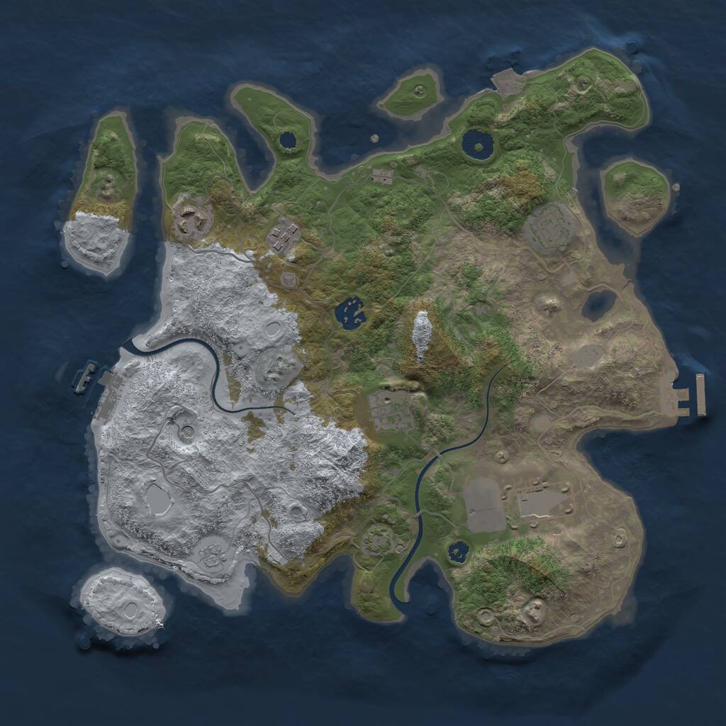Rust Map: Procedural Map, Size: 3500, Seed: 1544773, 12 Monuments