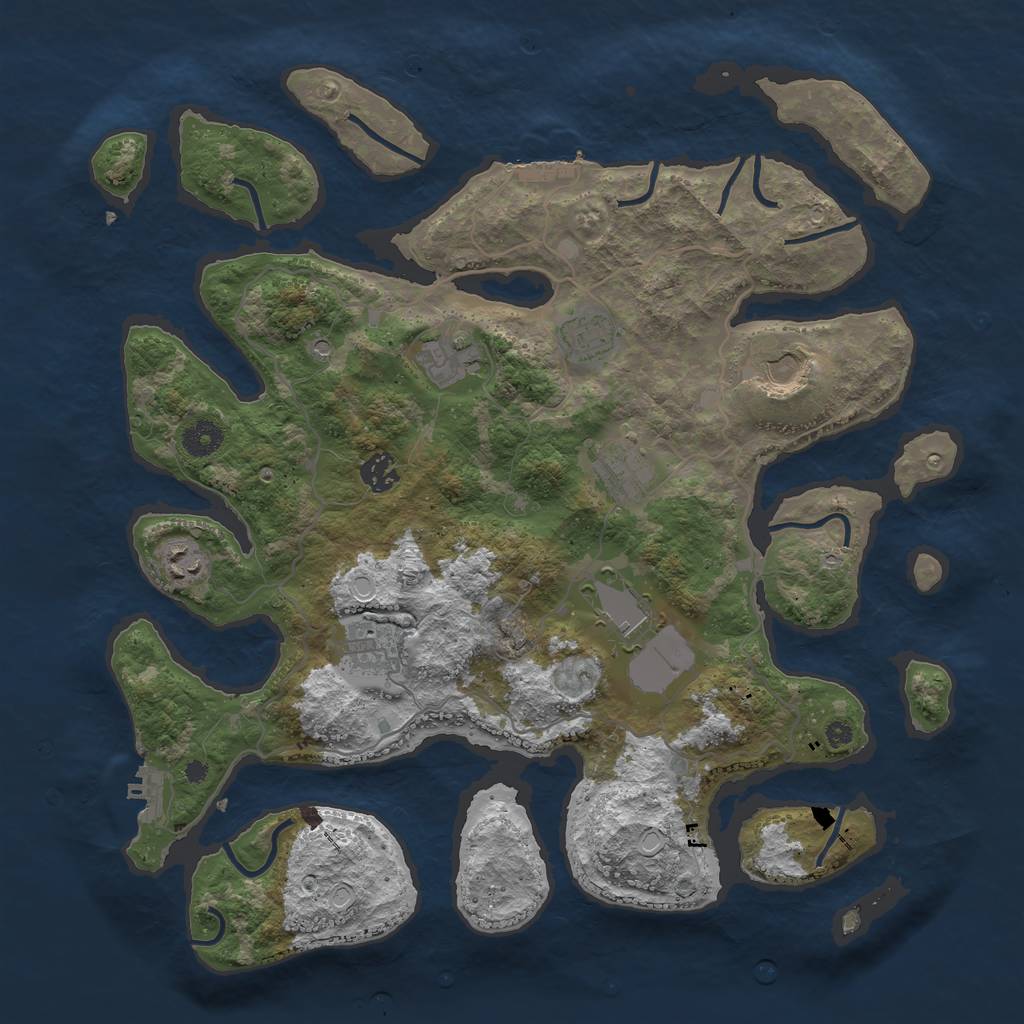 Rust Map: Procedural Map, Size: 4000, Seed: 497057293, 19 Monuments
