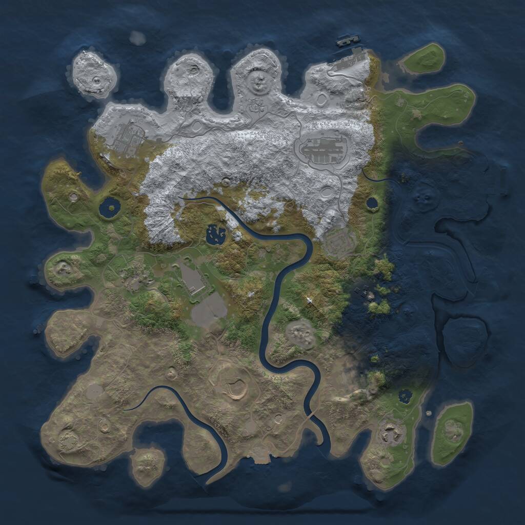 Rust Map: Procedural Map, Size: 3800, Seed: 26021, 16 Monuments