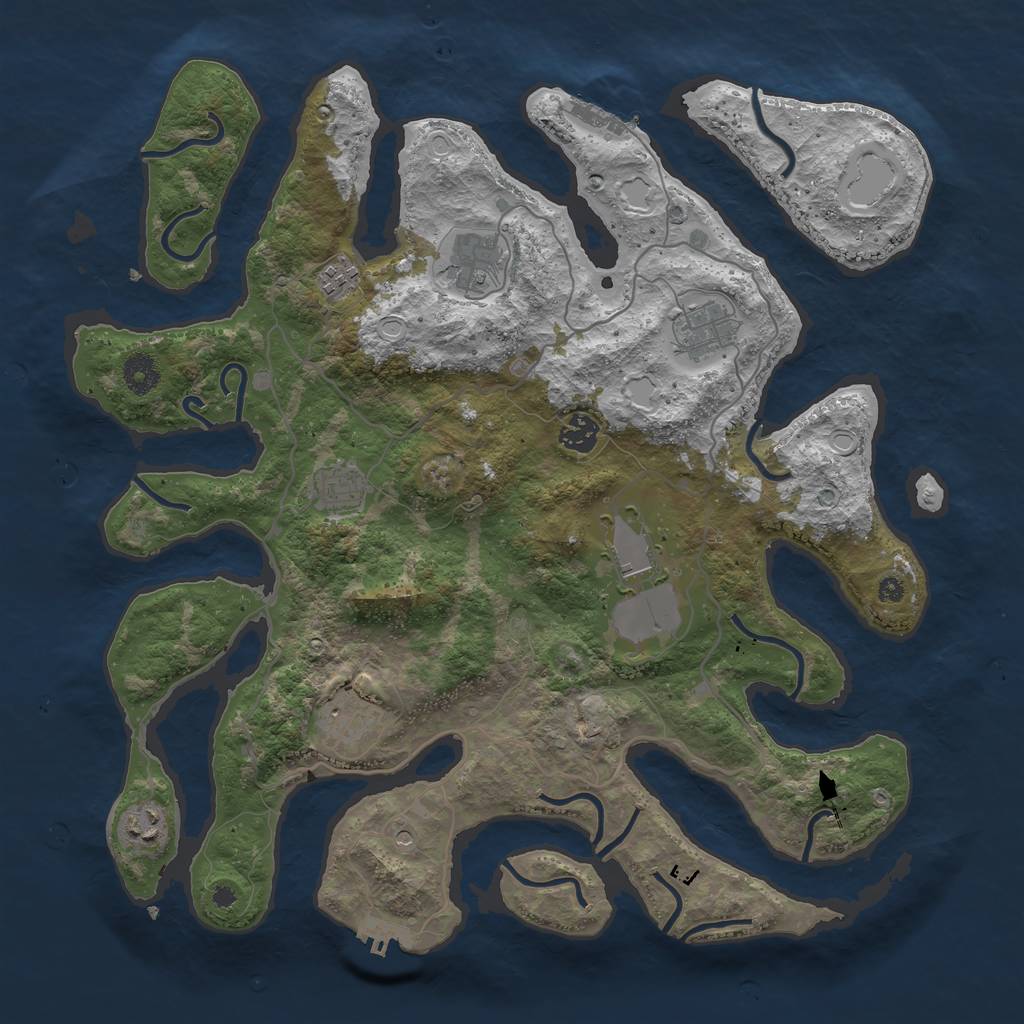 Rust Map: Procedural Map, Size: 4000, Seed: 214318, 19 Monuments