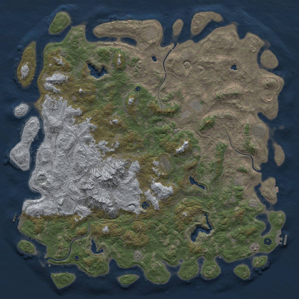Rust Map: Procedural Map, Size: 6000, Seed: 25676574, 17 Monuments