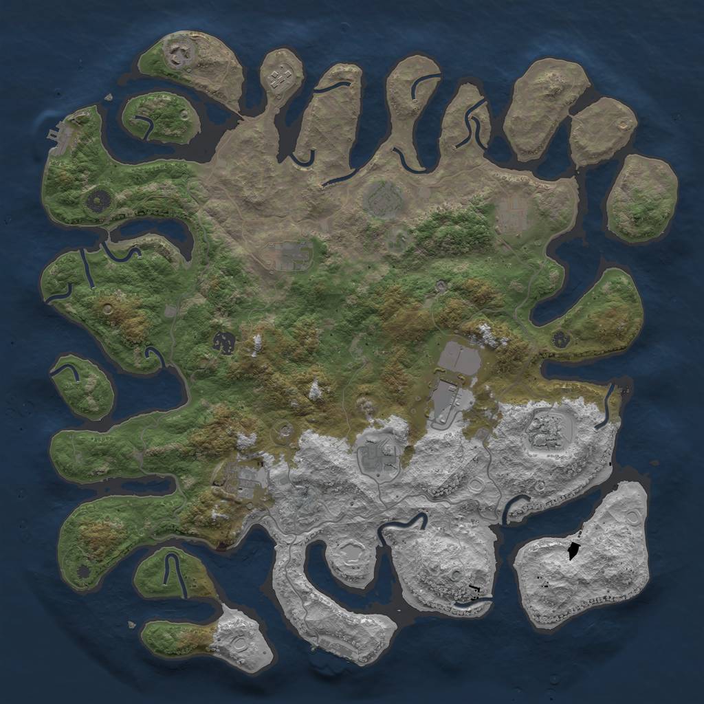 Rust Map: Procedural Map, Size: 4500, Seed: 277222982, 21 Monuments