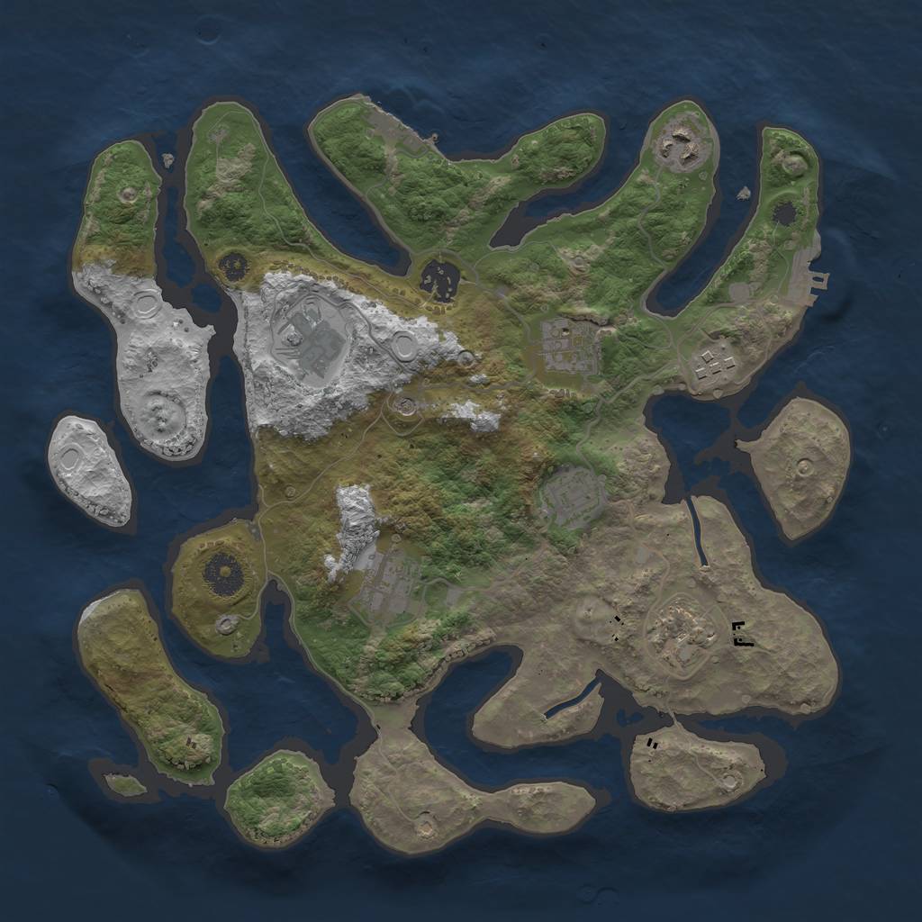 Rust Map: Procedural Map, Size: 3400, Seed: 1234567, 19 Monuments