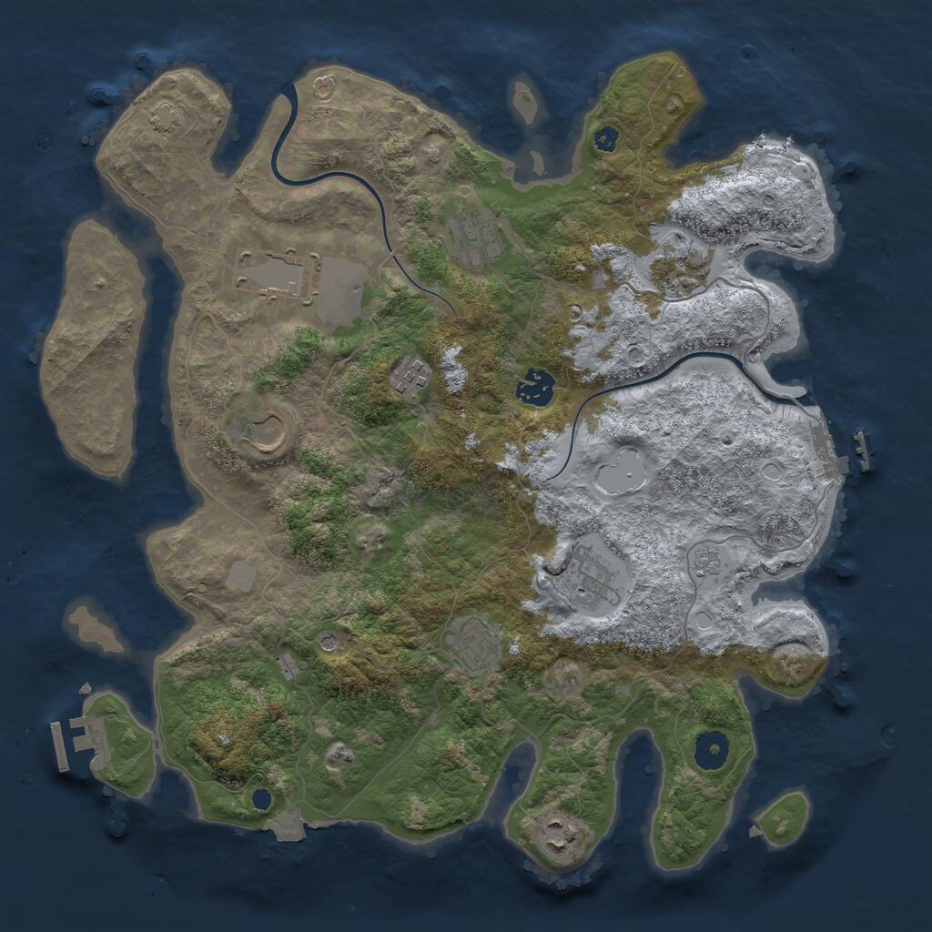Rust Map: Procedural Map, Size: 3750, Seed: 81105777, 15 Monuments