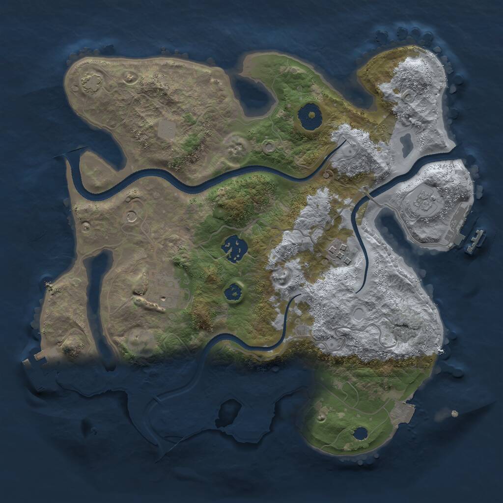Rust Map: Procedural Map, Size: 3000, Seed: 1901614596, 9 Monuments