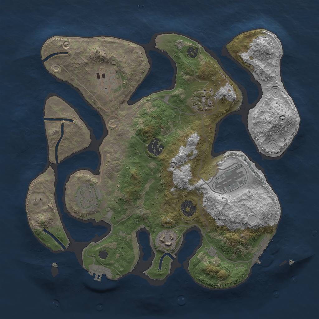 Rust Map: Procedural Map, Size: 3000, Seed: 1901614596, 16 Monuments