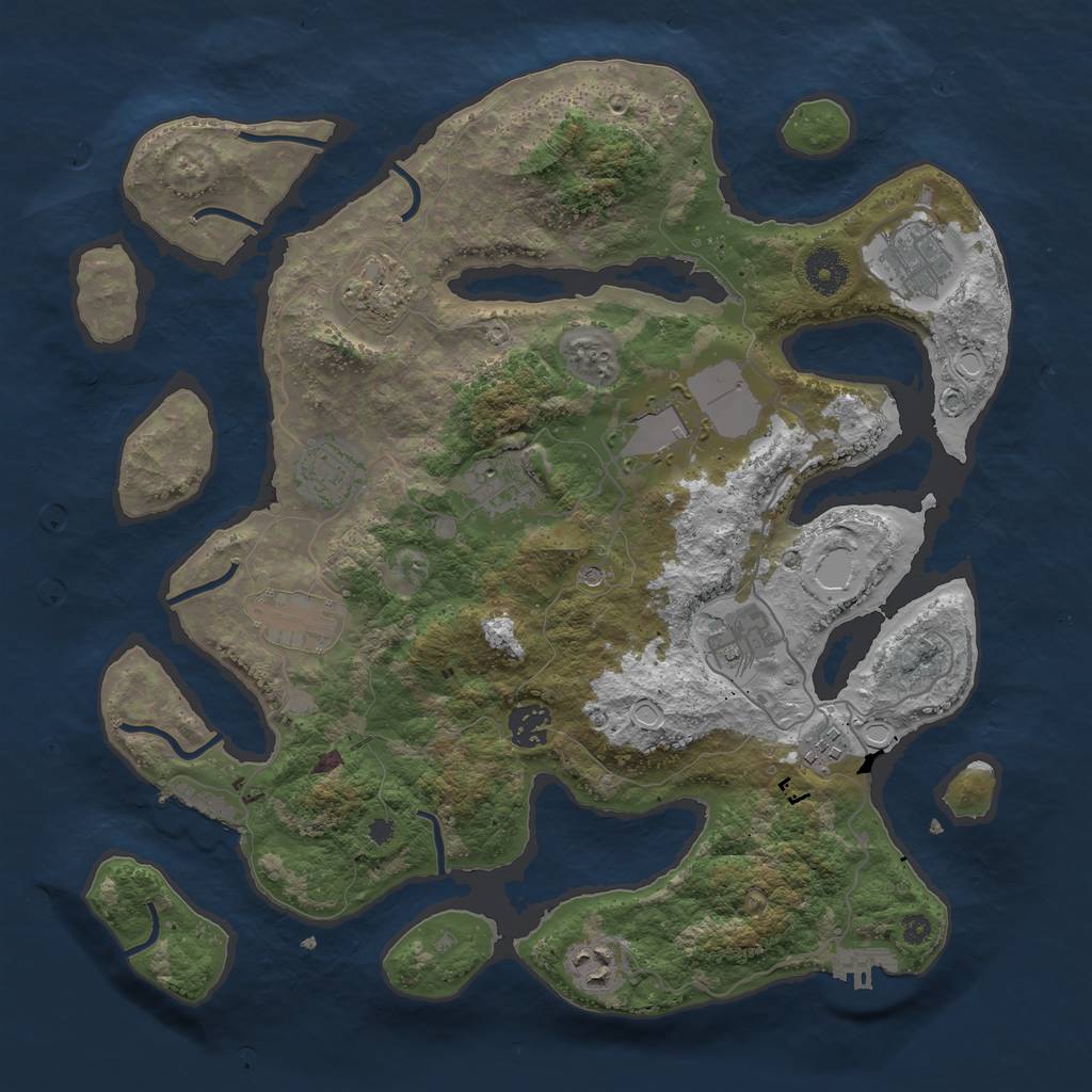 Rust Map: Procedural Map, Size: 3700, Seed: 994235476, 21 Monuments