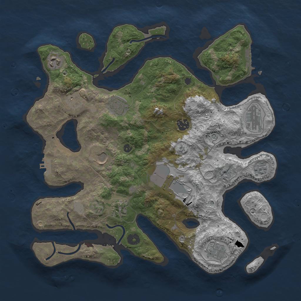 Rust Map: Procedural Map, Size: 3700, Seed: 1806787731, 18 Monuments