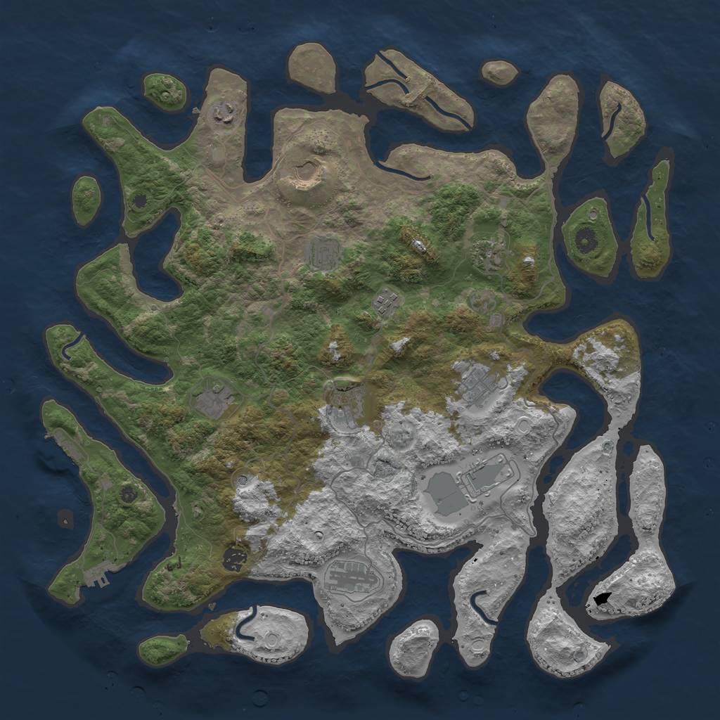 Rust Map: Procedural Map, Size: 4500, Seed: 29112911, 22 Monuments