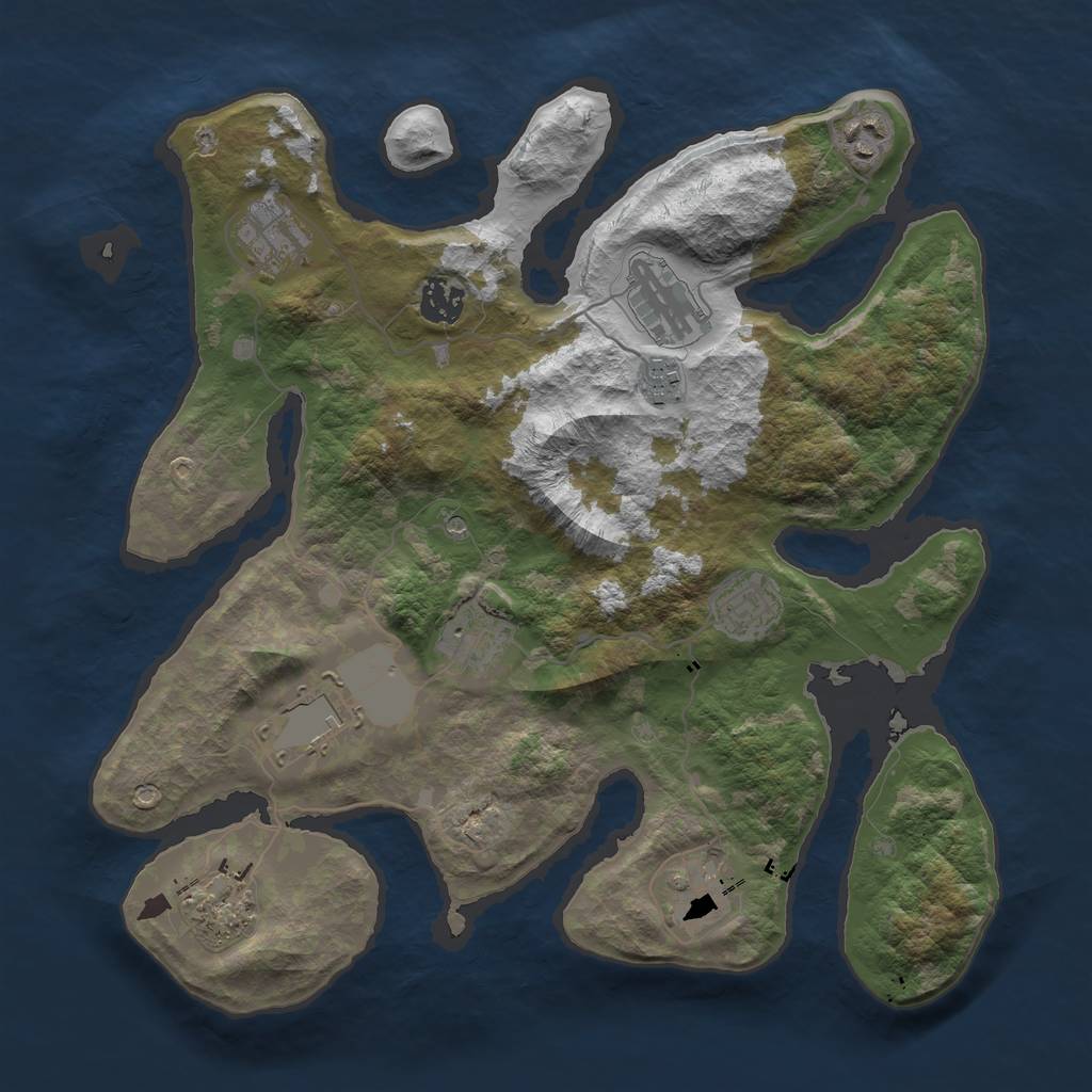 Rust Map: Barren, Size: 3600, Seed: 8031972, 13 Monuments