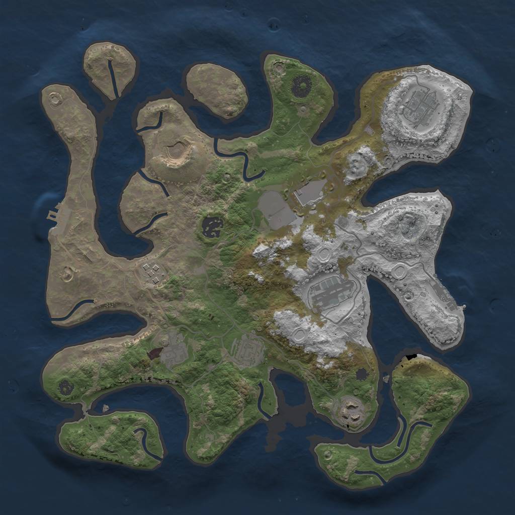 Rust Map: Procedural Map, Size: 3500, Seed: 100003018, 19 Monuments