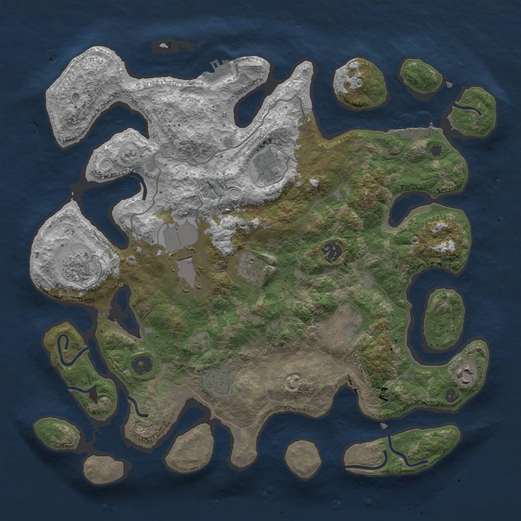 Rust Map: Procedural Map, Size: 4000, Seed: 73985234, 18 Monuments