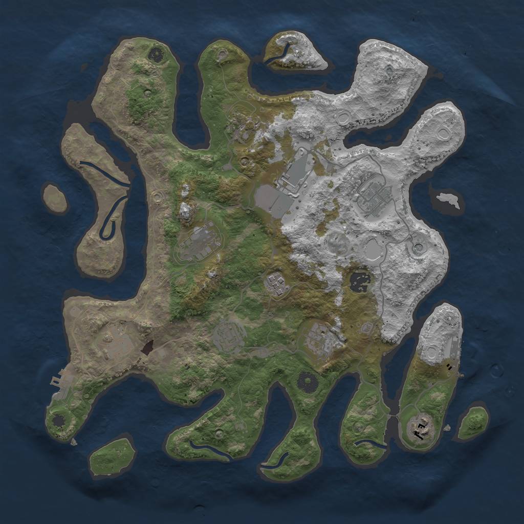 Rust Map: Procedural Map, Size: 3700, Seed: 174645849, 21 Monuments