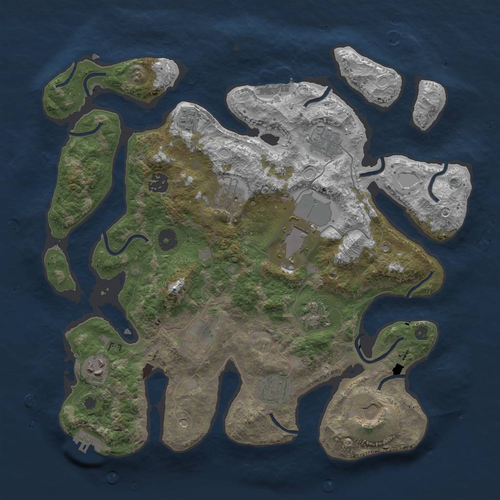 Rust Map: Procedural Map, Size: 3700, Seed: 1718692165, 21 Monuments