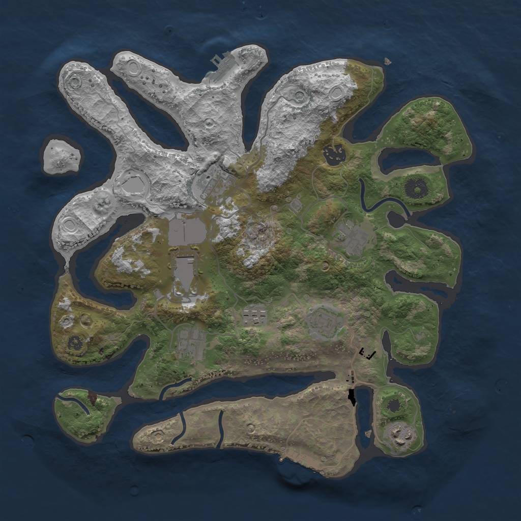 Rust Map: Procedural Map, Size: 3500, Seed: 1750740994, 19 Monuments