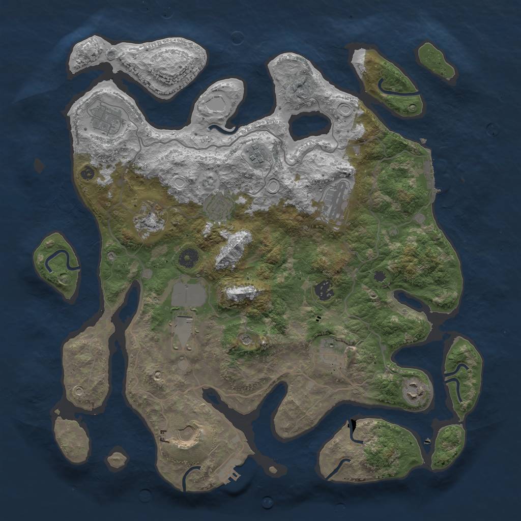 Rust Map: Procedural Map, Size: 4000, Seed: 1336964107, 21 Monuments