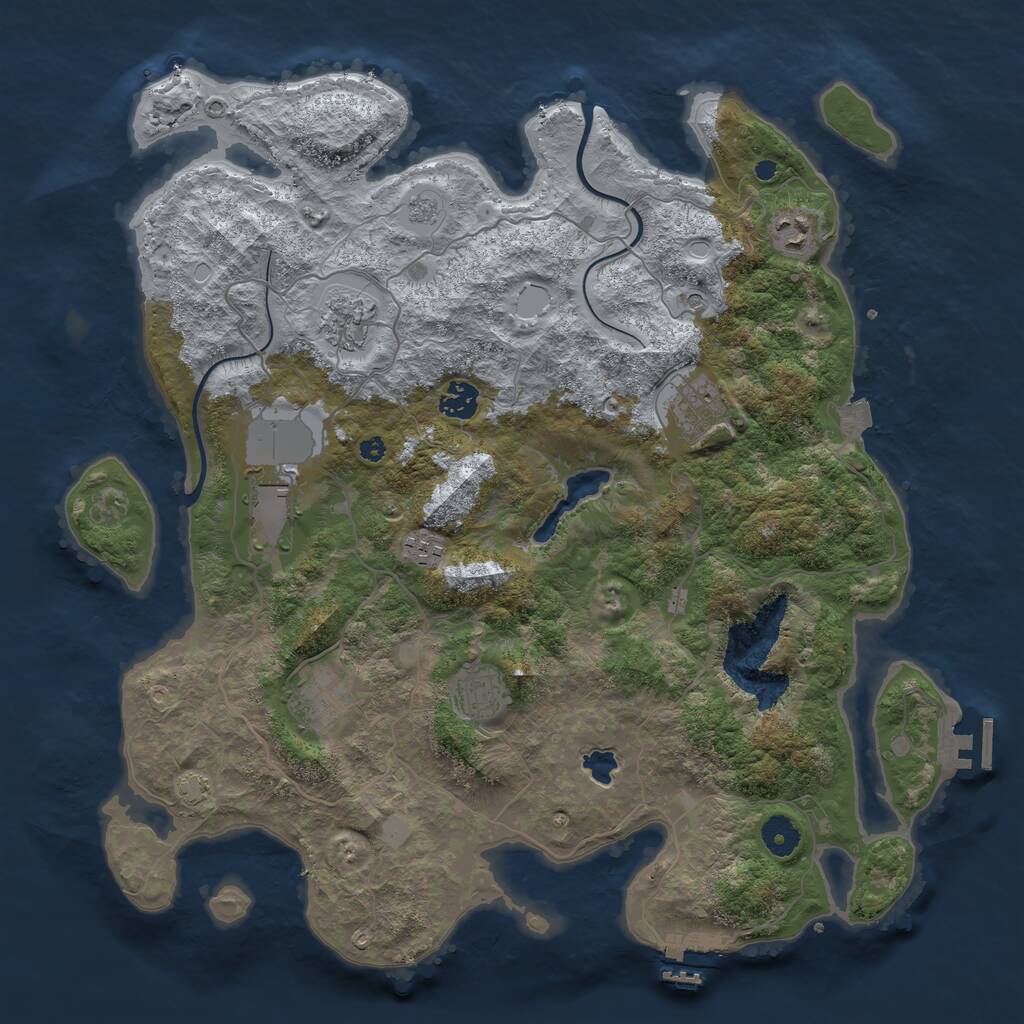 Rust Map: Procedural Map, Size: 4000, Seed: 1336964107, 14 Monuments