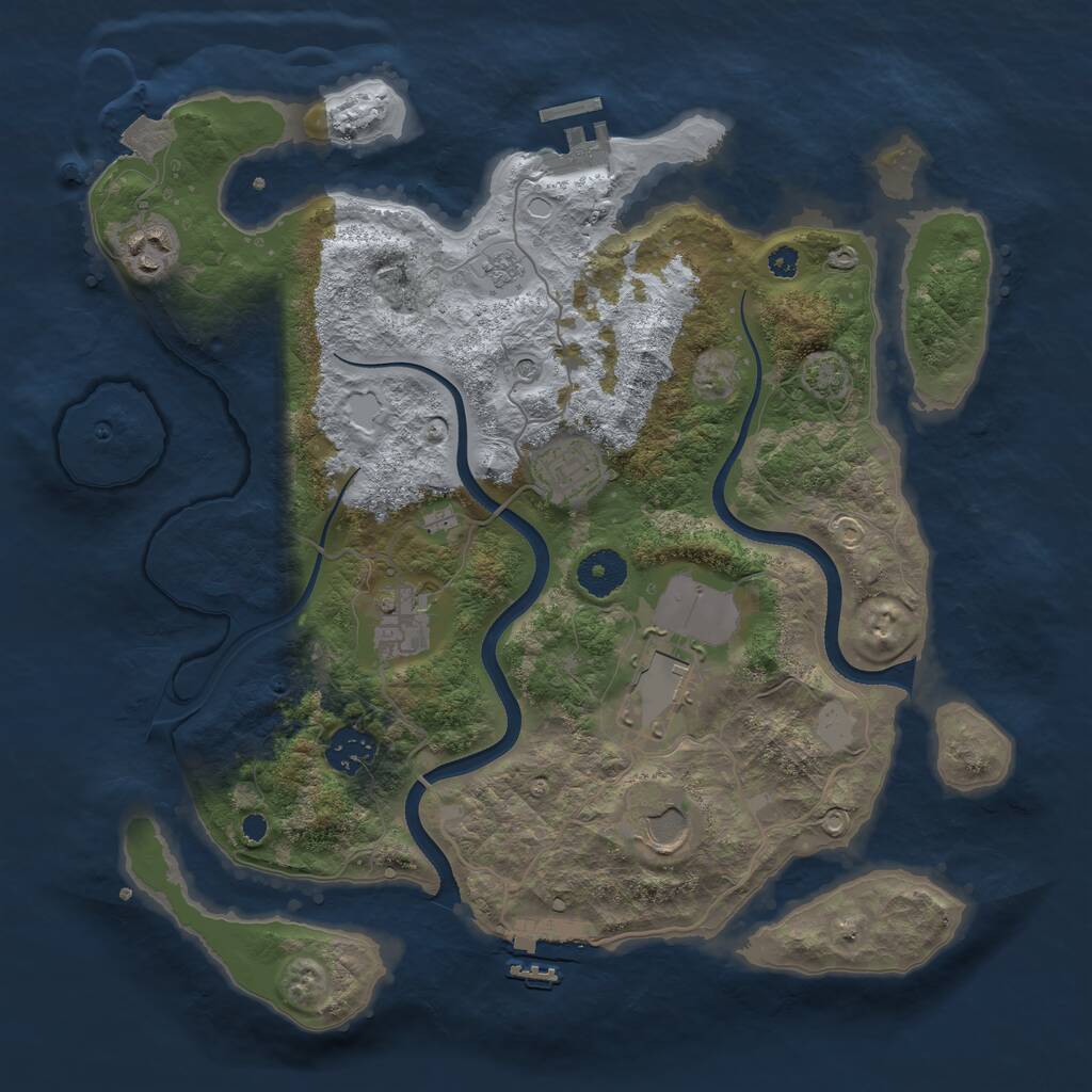 Rust Map: Procedural Map, Size: 3500, Seed: 1313507985, 12 Monuments