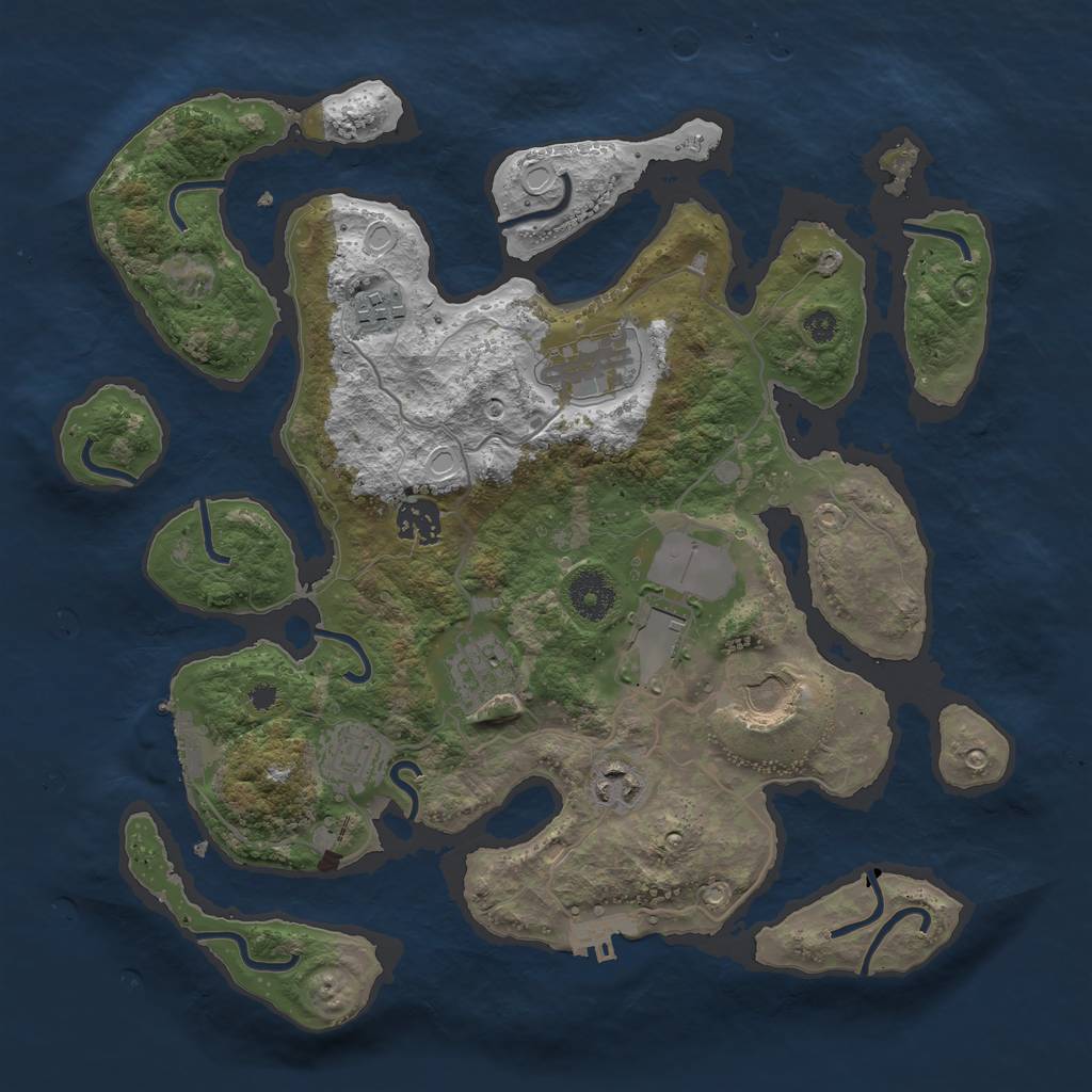 Rust Map: Procedural Map, Size: 3500, Seed: 1313507985, 18 Monuments