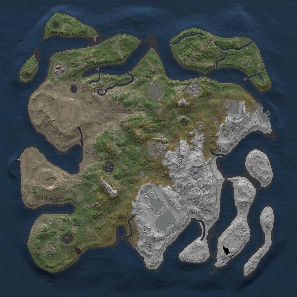 Rust Map: Procedural Map, Size: 4000, Seed: 2039925155, 21 Monuments