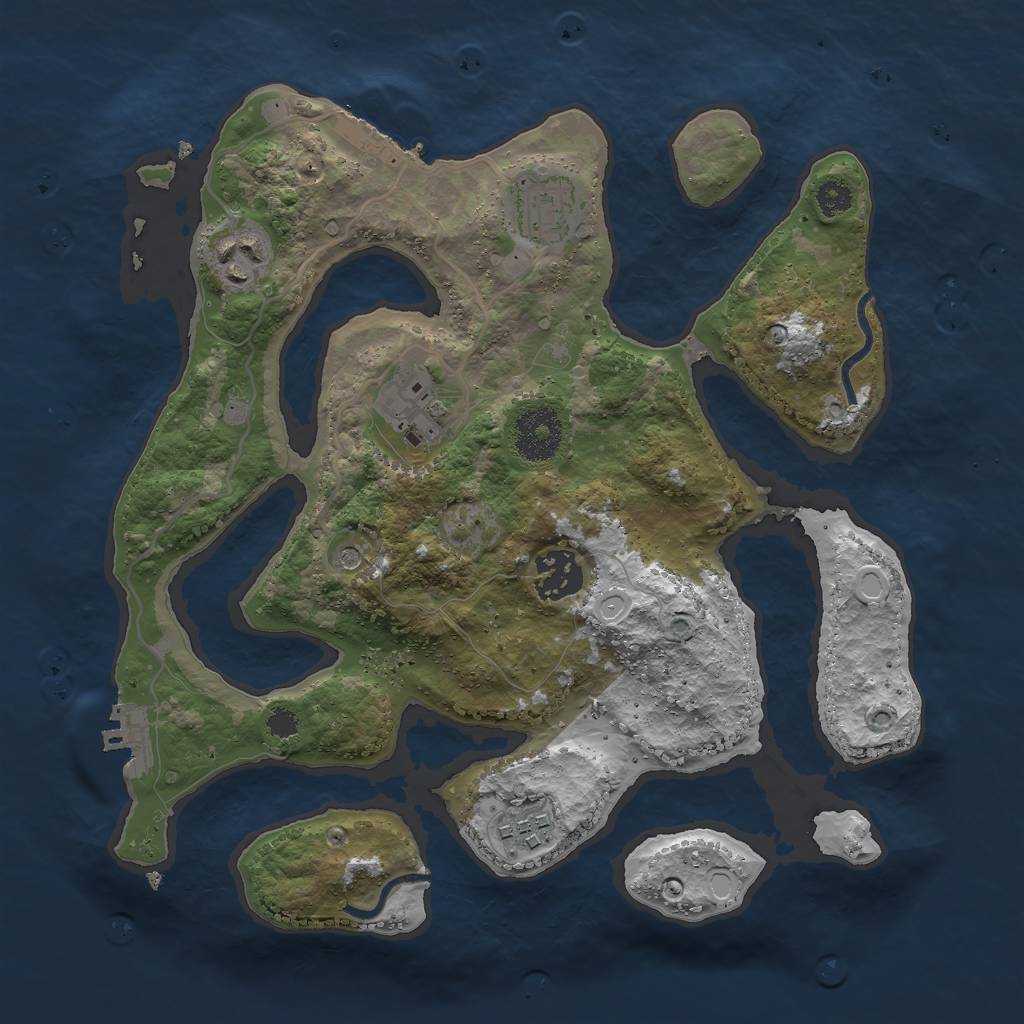 Rust Map: Procedural Map, Size: 3000, Seed: 492674, 16 Monuments