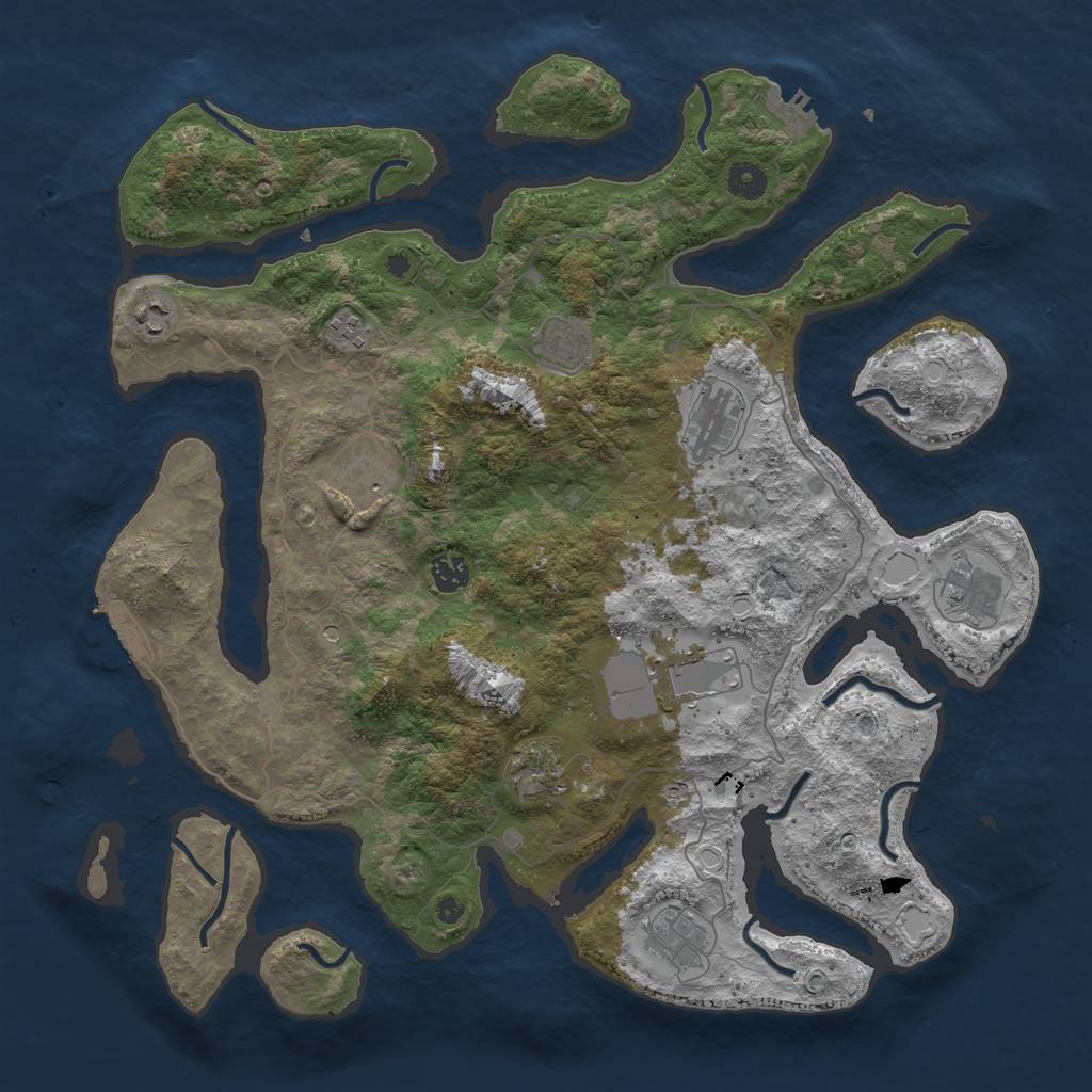 Rust Map: Procedural Map, Size: 4250, Seed: 1393869721, 21 Monuments