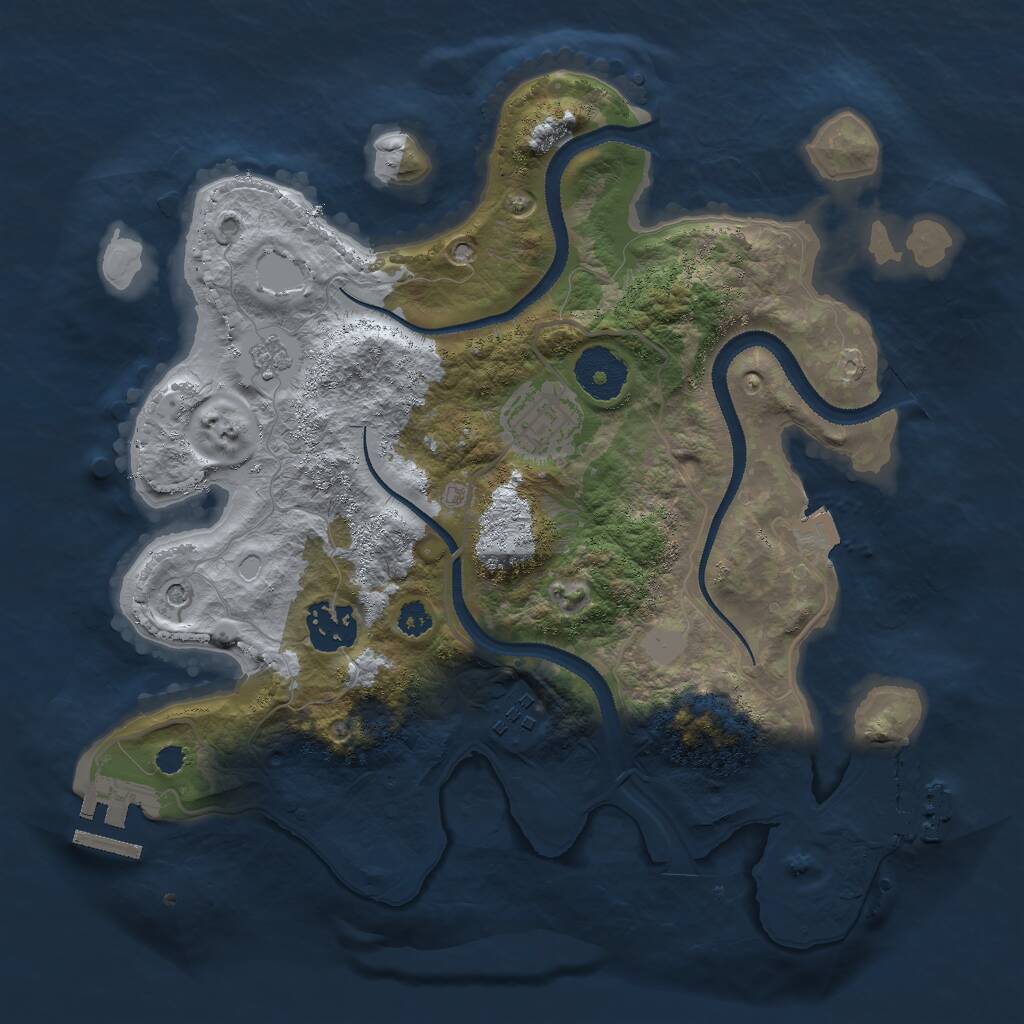 Rust Map: Procedural Map, Size: 3000, Seed: 919591841, 8 Monuments