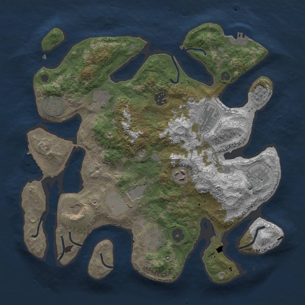 Rust Map: Procedural Map, Size: 3500, Seed: 1084663919, 21 Monuments