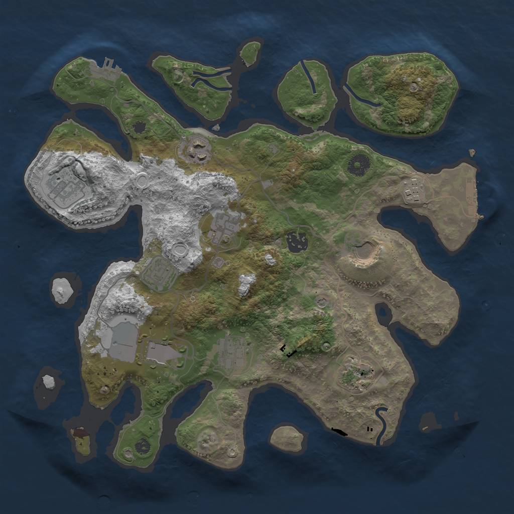Rust Map: Procedural Map, Size: 3500, Seed: 916428, 21 Monuments
