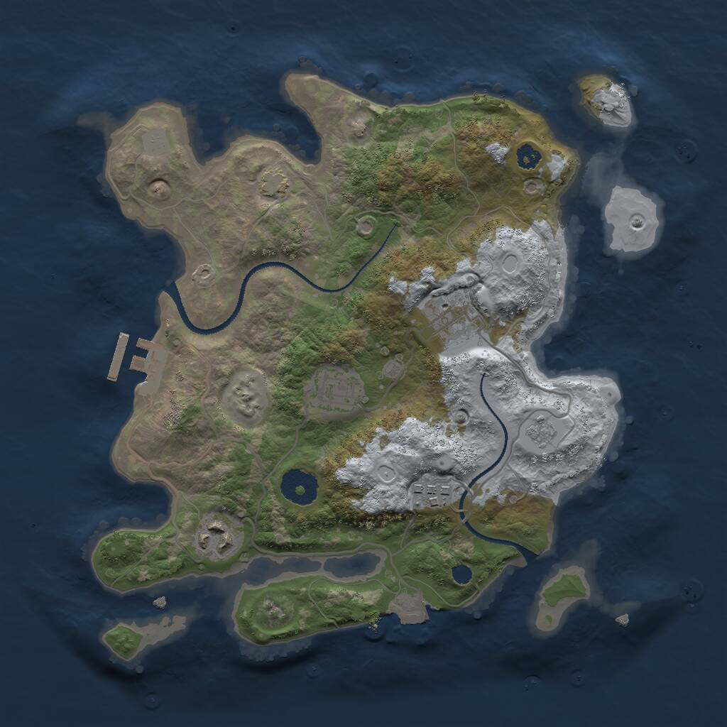 Rust Map: Procedural Map, Size: 3000, Seed: 1186947591, 8 Monuments