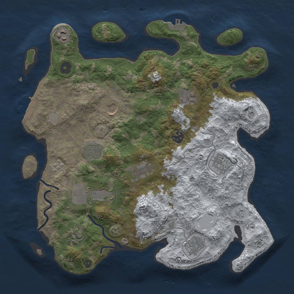 Rust Map: Procedural Map, Size: 3700, Seed: 782889380, 20 Monuments