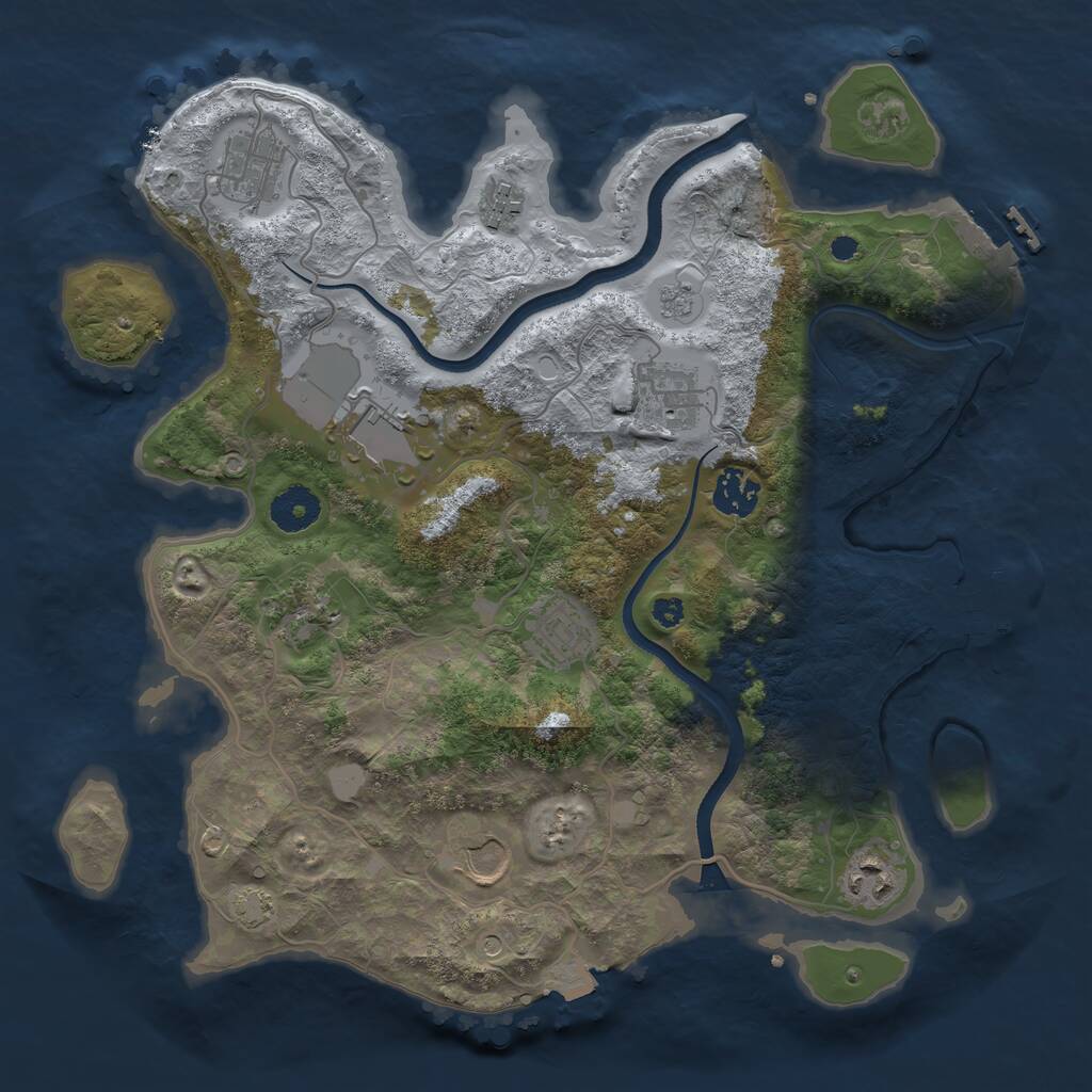 Rust Map: Procedural Map, Size: 3500, Seed: 1845456708, 15 Monuments