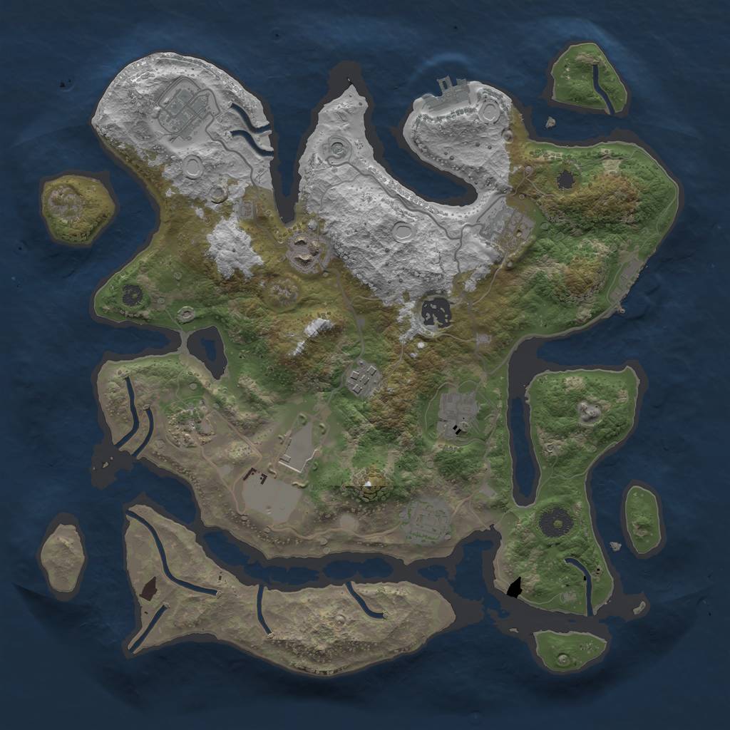 Rust Map: Procedural Map, Size: 3500, Seed: 1845456708, 20 Monuments
