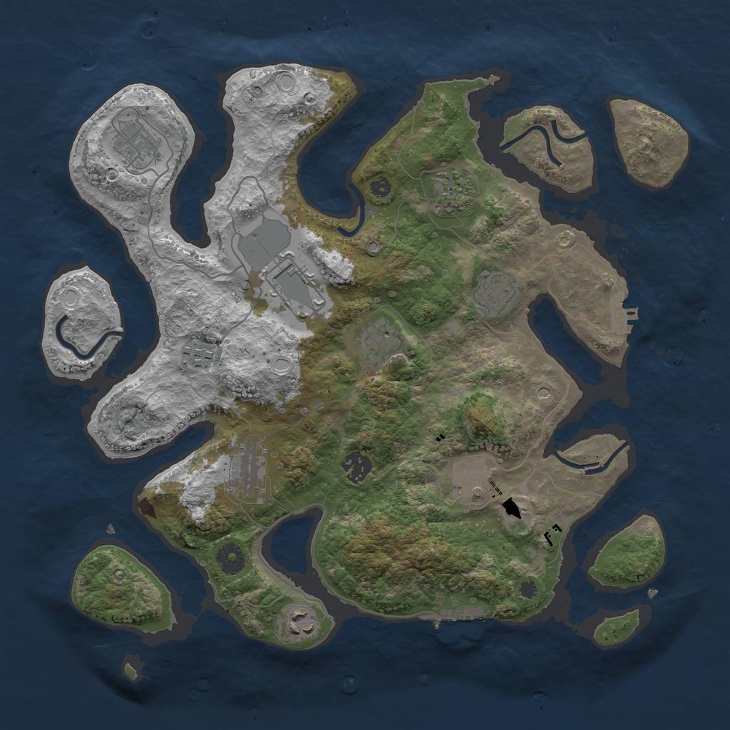 Rust Map: Procedural Map, Size: 3700, Seed: 427288402, 21 Monuments