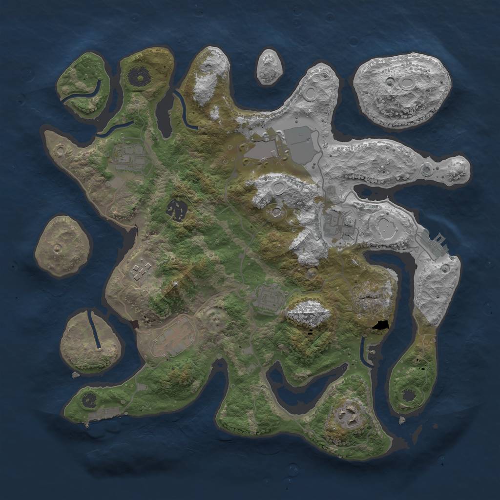 Rust Map: Procedural Map, Size: 3500, Seed: 331384490, 19 Monuments