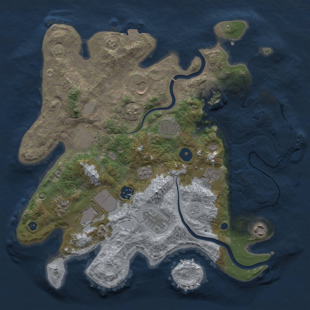 Rust Map: Procedural Map, Size: 3600, Seed: 6358, 16 Monuments