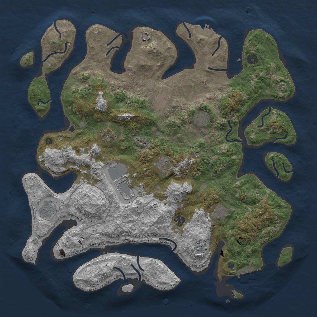 Rust Map: Procedural Map, Size: 4500, Seed: 1957243041, 21 Monuments