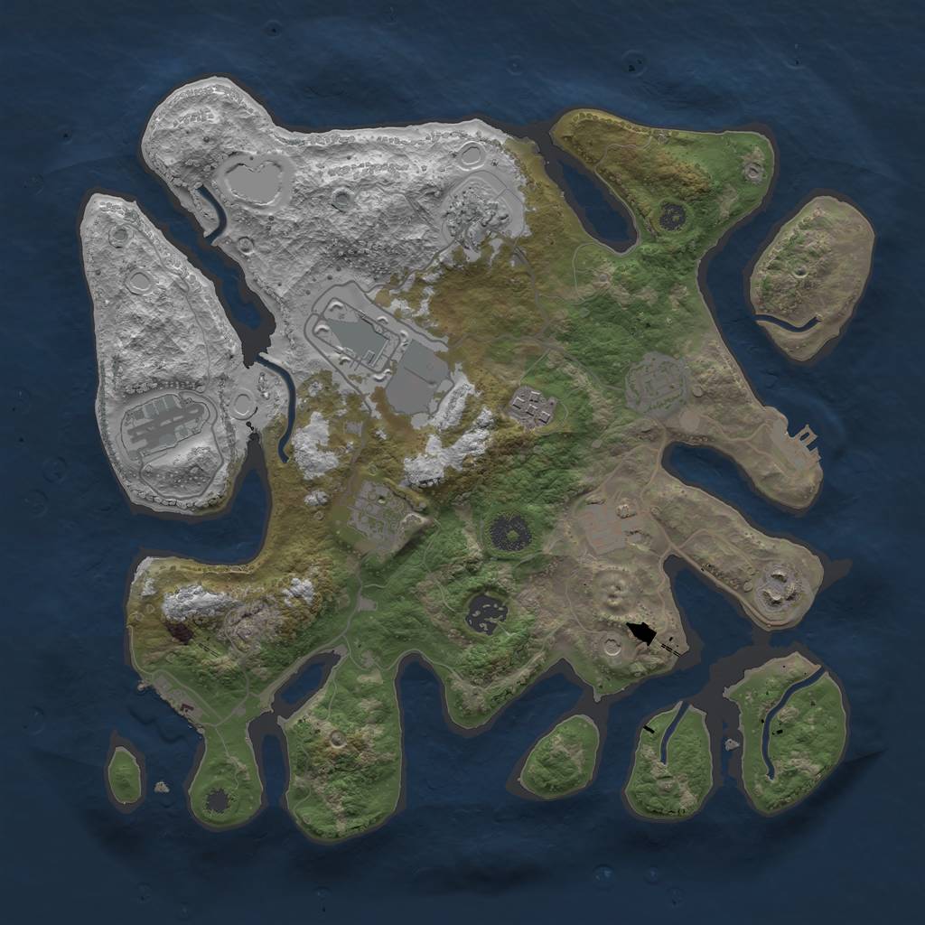 Rust Map: Procedural Map, Size: 3500, Seed: 10236580, 20 Monuments