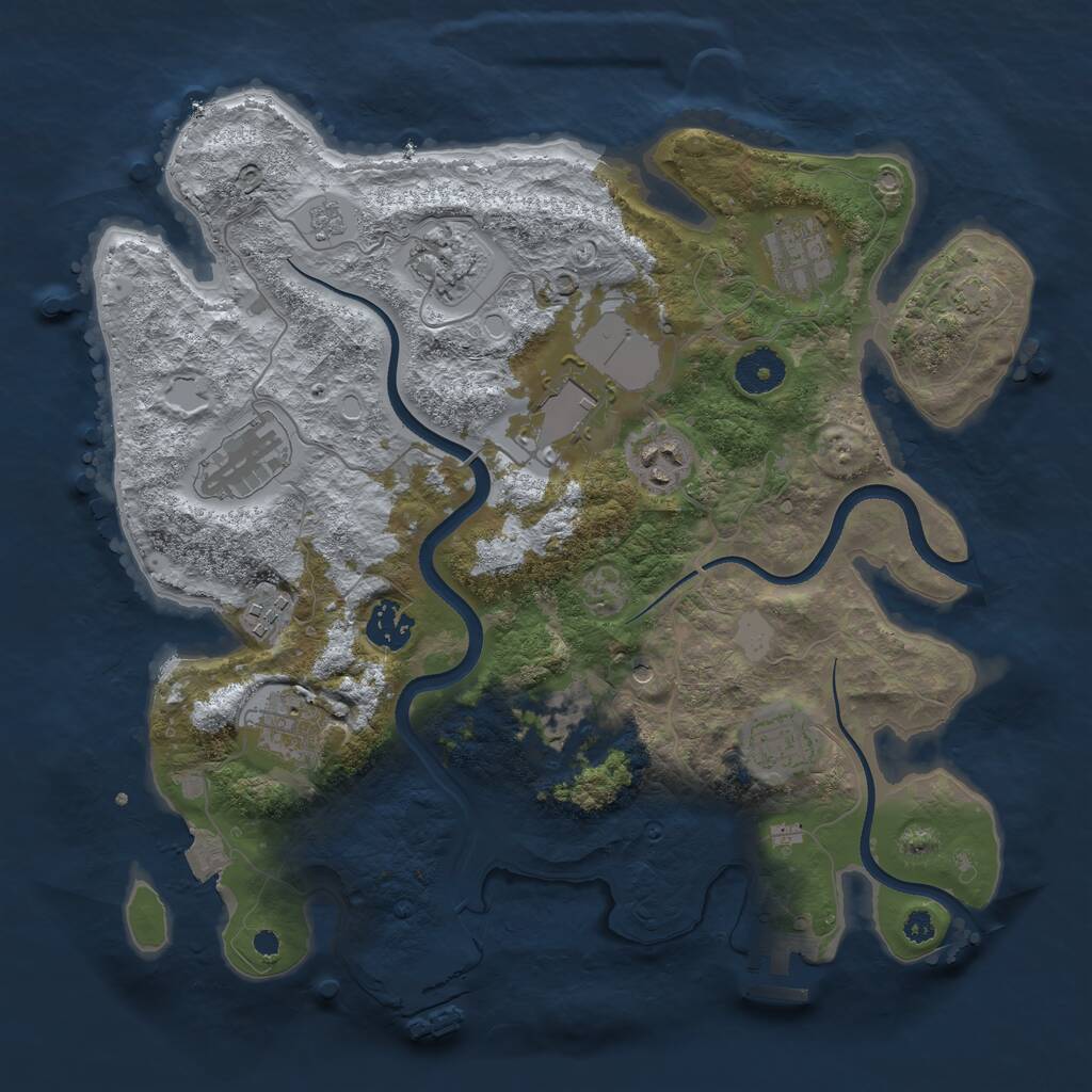 Rust Map: Procedural Map, Size: 3500, Seed: 10236580, 16 Monuments