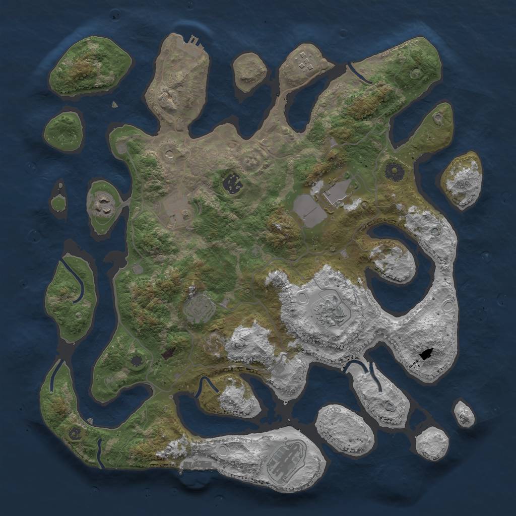 Rust Map: Procedural Map, Size: 4000, Seed: 1065555541, 19 Monuments