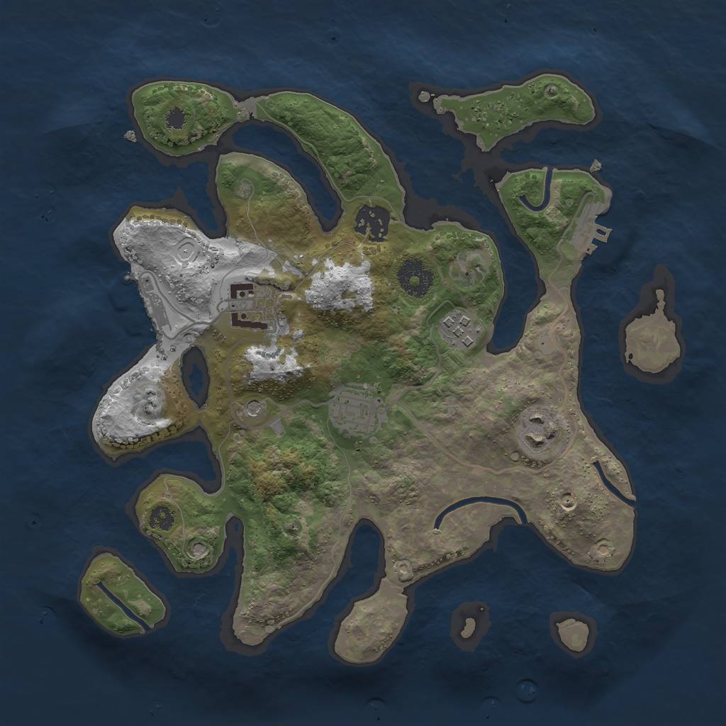 Rust Map: Procedural Map, Size: 3000, Seed: 98754, 16 Monuments
