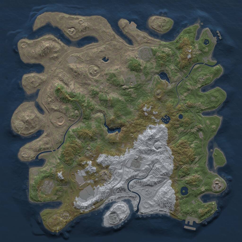 Rust Map: Procedural Map, Size: 4250, Seed: 328043, 16 Monuments
