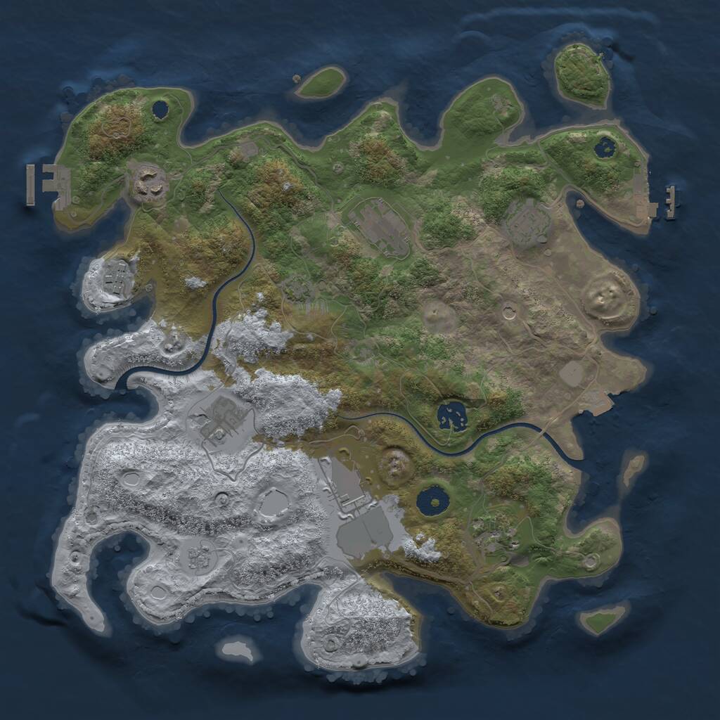 Rust Map: Procedural Map, Size: 3500, Seed: 42950, 14 Monuments