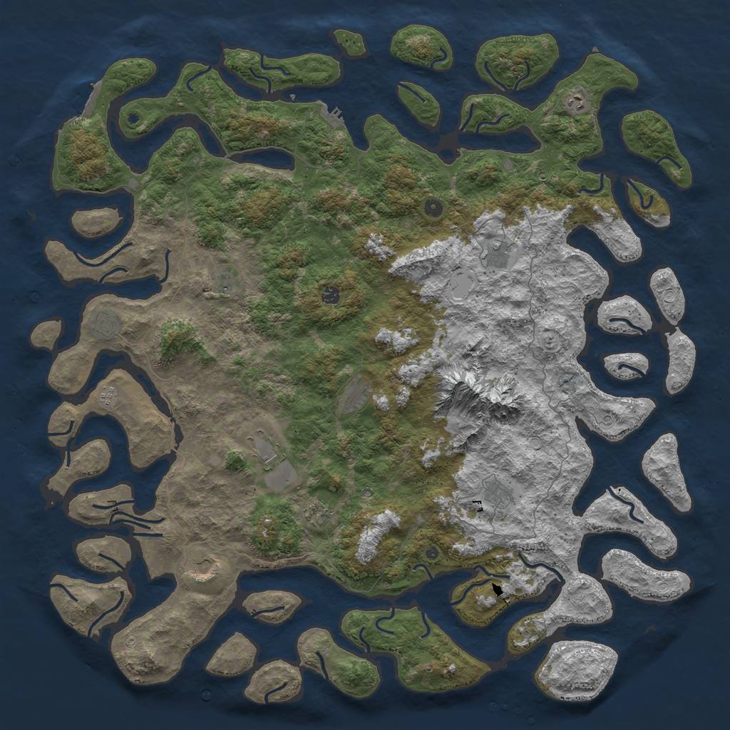 Rust Map: Procedural Map, Size: 6000, Seed: 1027966941, 22 Monuments