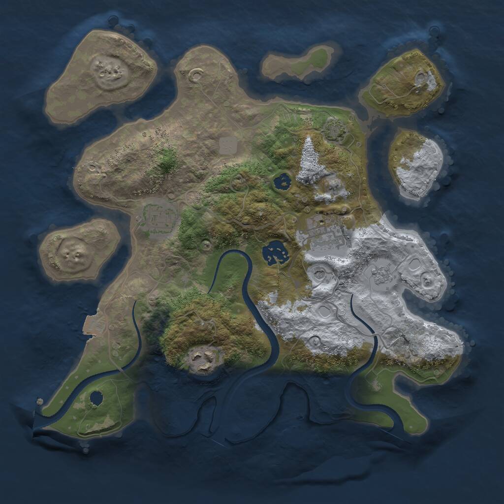 Rust Map: Procedural Map, Size: 3000, Seed: 1393791128, 8 Monuments