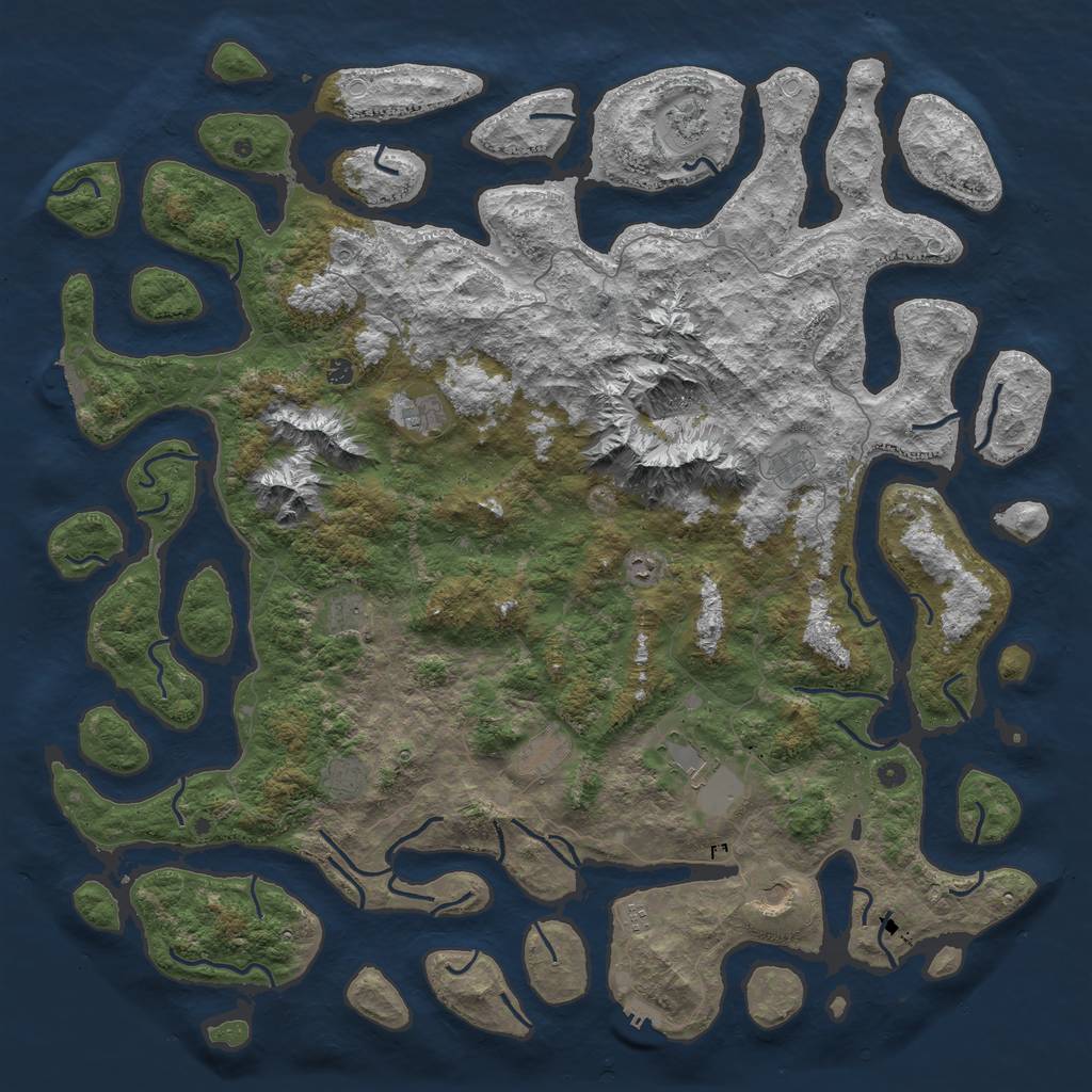 Rust Map: Procedural Map, Size: 6000, Seed: 673864, 22 Monuments