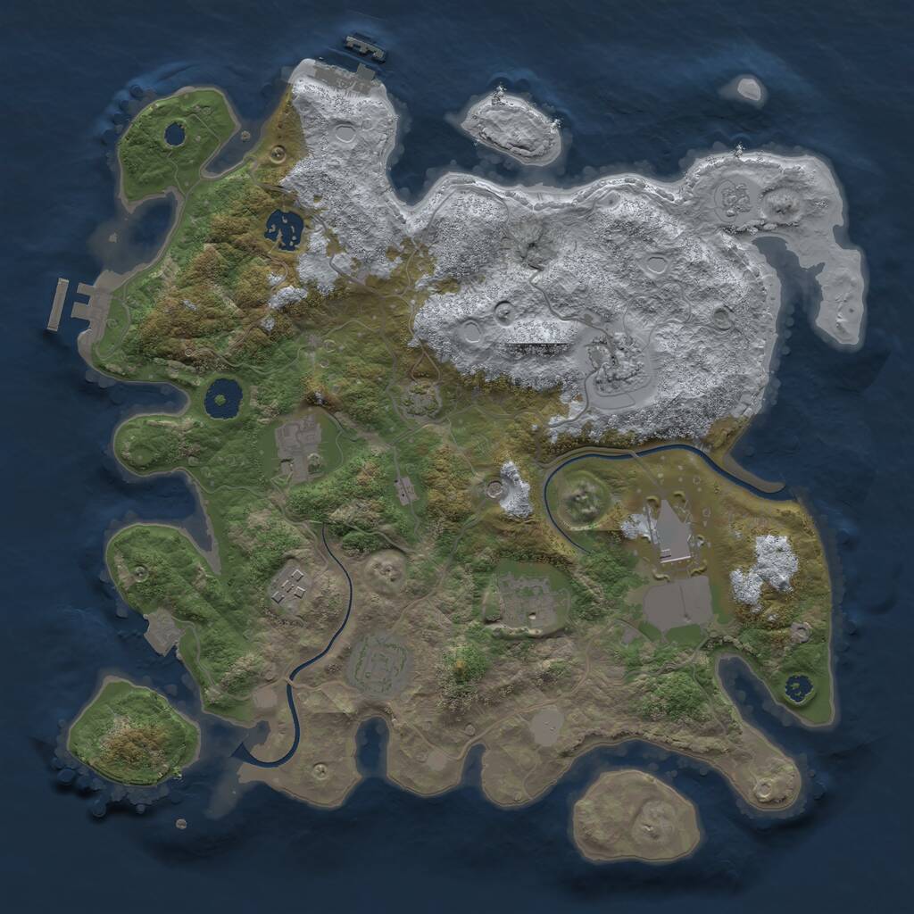 Rust Map: Procedural Map, Size: 3500, Seed: 643219846, 13 Monuments