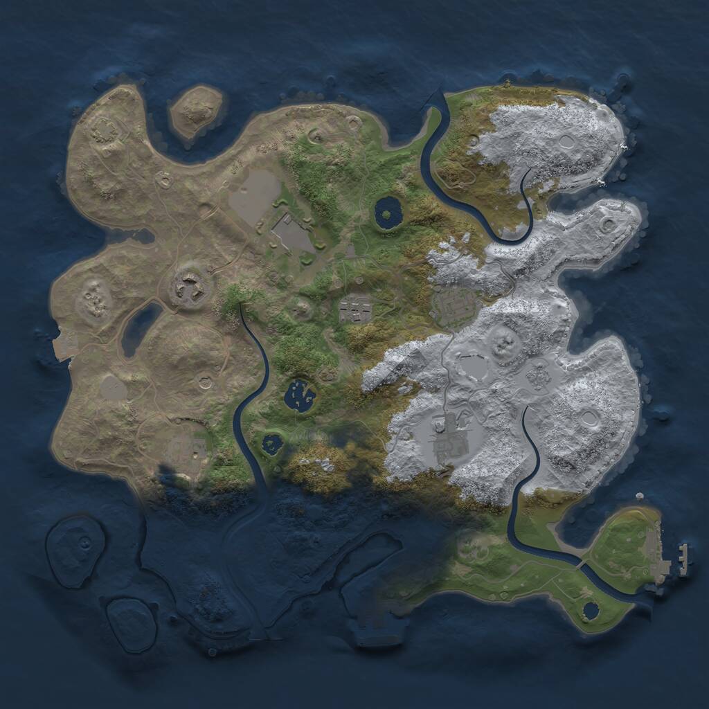 Rust Map: Procedural Map, Size: 3500, Seed: 700360444, 13 Monuments